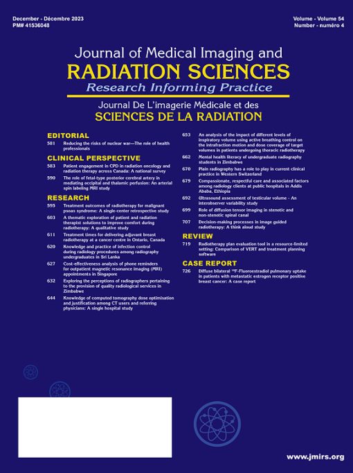 Journal of Medical Imaging and Radiation Sciences: Volume 54 (Issue 1 to Issue 4) 2023 PDF