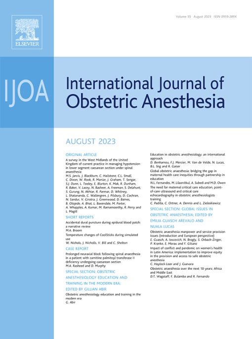 International Journal of Obstetric Anesthesia: Volume 53 to Volume 56 2023 PDF