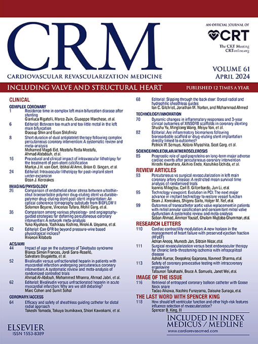 Cardiovascular Revascularization Medicine: Volume 58 to Volume 61 2024 PDF
