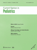 Current Opinion in Pediatrics: Volume 34 (1 – 6) 2022 PDF